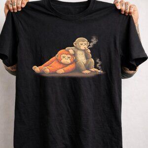 Smoking Monkey T-Shirt | Funny Monkey Graphic Tee | Chill Monkey Shirt